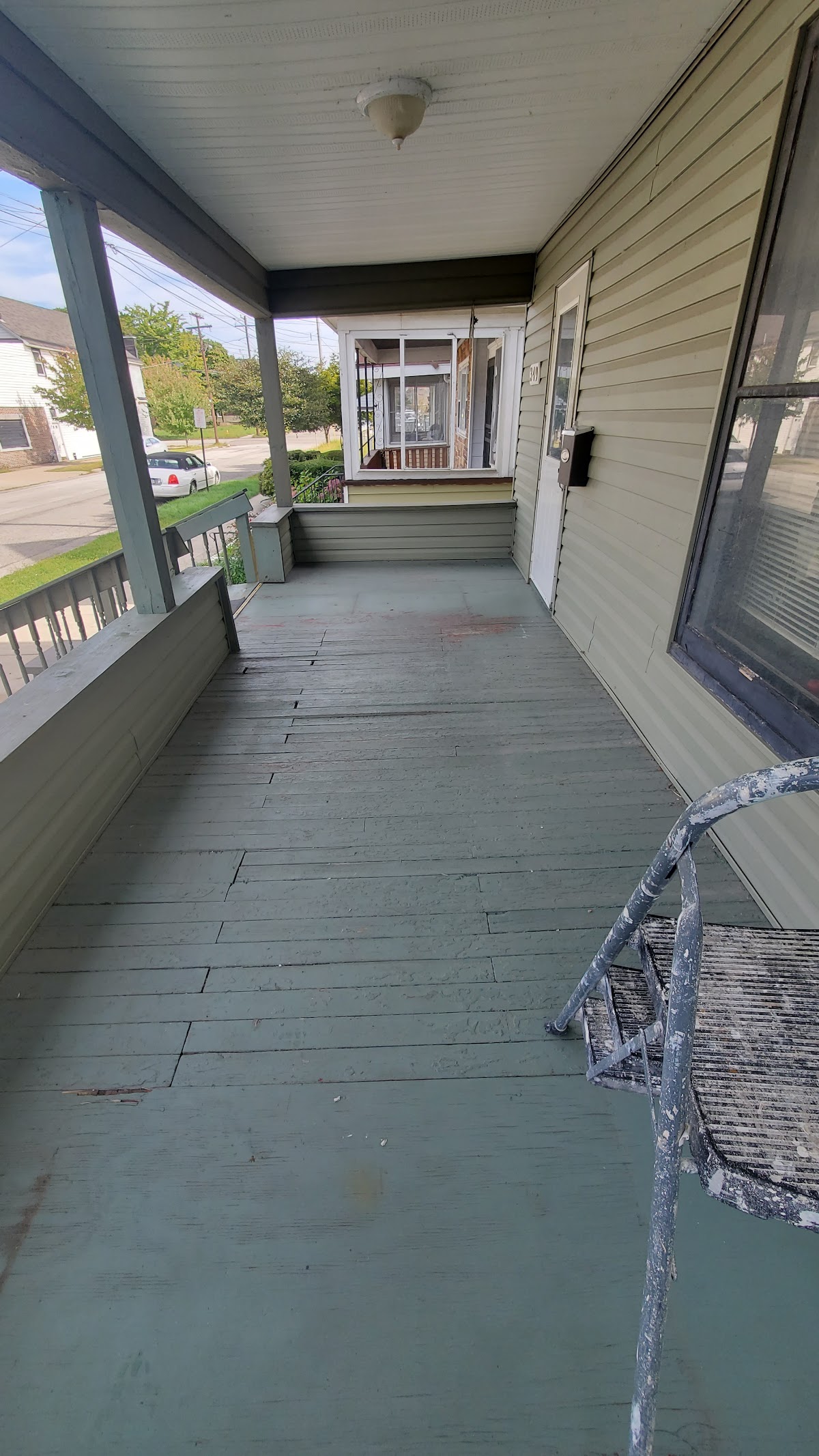 Painted porch floor and ceiling